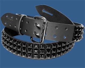 3-Row Black Pyramid Studded Guitar Strap